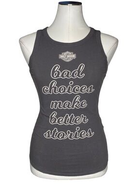 Harley Davidson gray bad choices make better stories tank top size XS